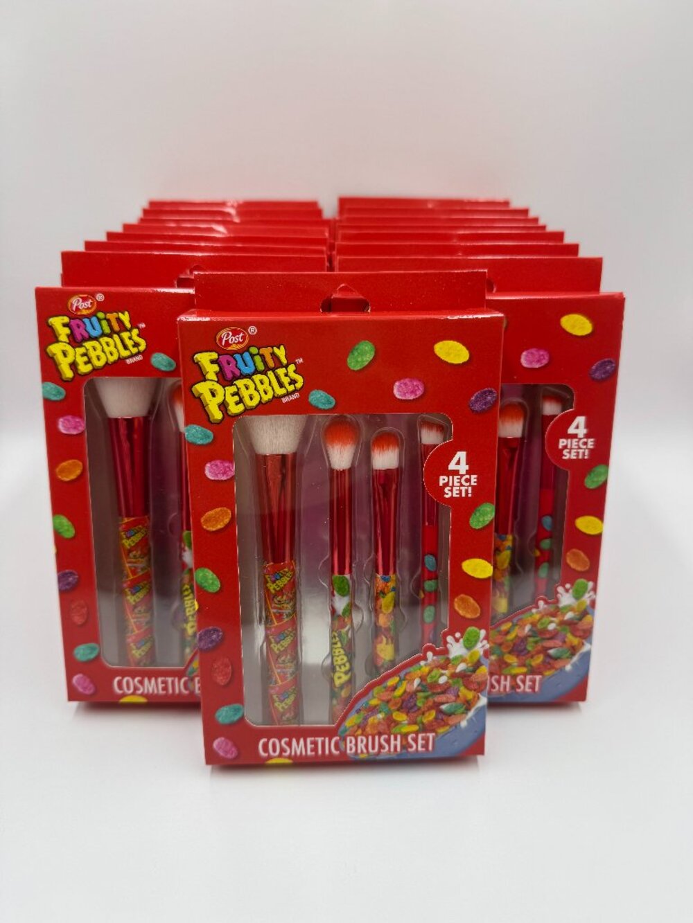 15 Sets Of 4-Pieces Fruity Pebbles Cosmetic Brush Sets Bundle 60 Pieces Total